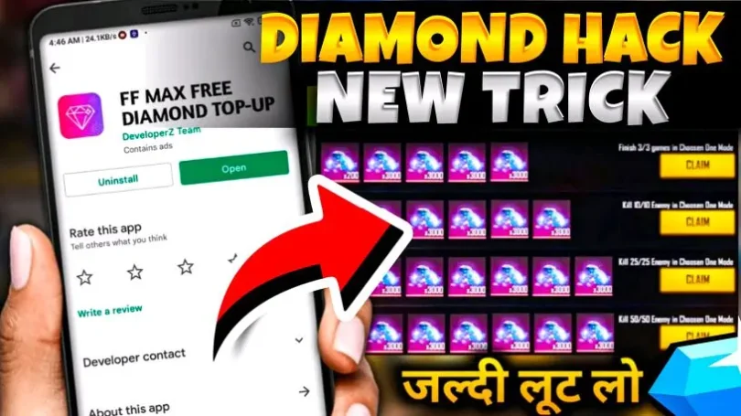 free fire diamond hack 99999 mod apk download